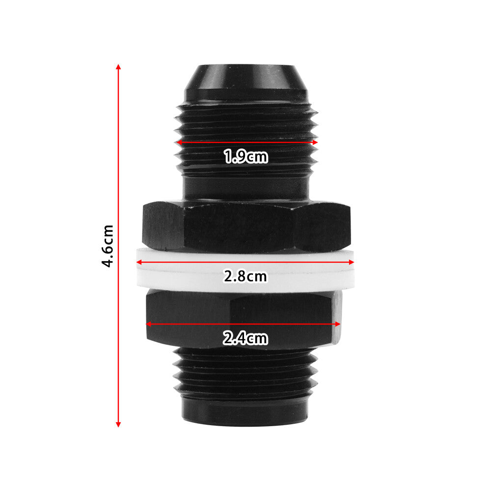 8AN AN8 Flare Fuel Cell Bulkhead Fitting Adapter With Rubber Washer Aluminum