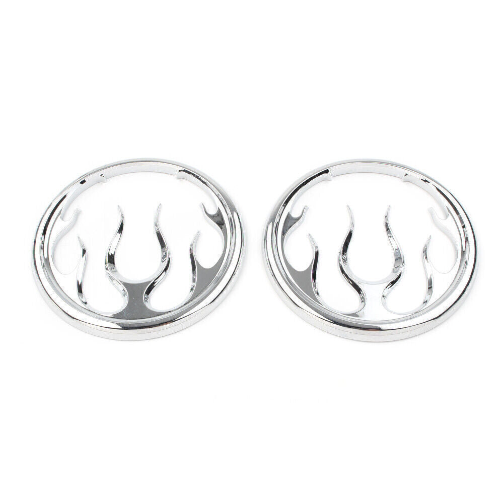 Chrome Flame Speaker Grill Accent Trim Cover for Harley Electra Street Glide Tri