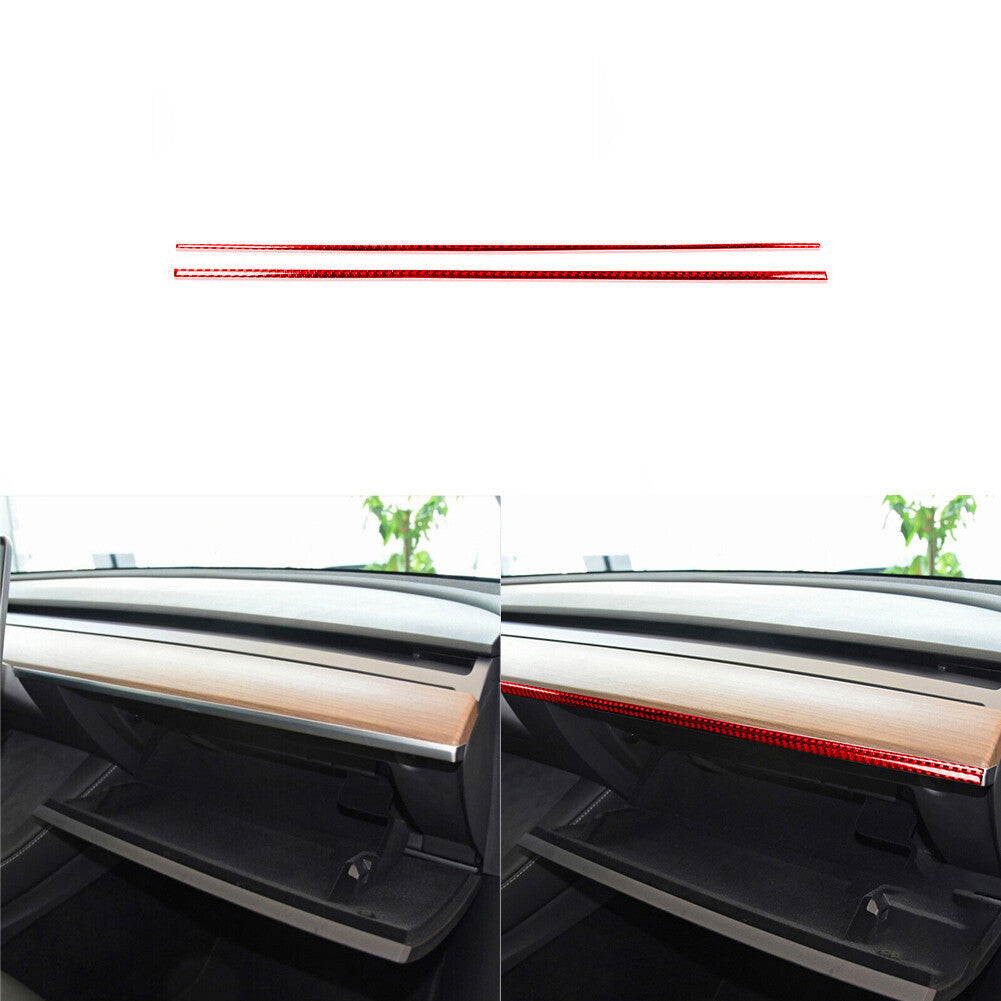 Carbon Fiber Interior for Co -pilot Dashboard Lower Strip Trim for Tesla Model 3/Y