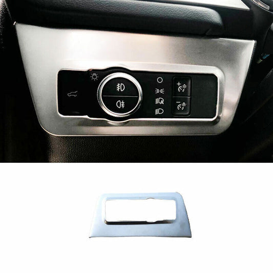 Silver Steel Headlight Switch Control Frame Molding Trim for Ford Escape 2020-22
