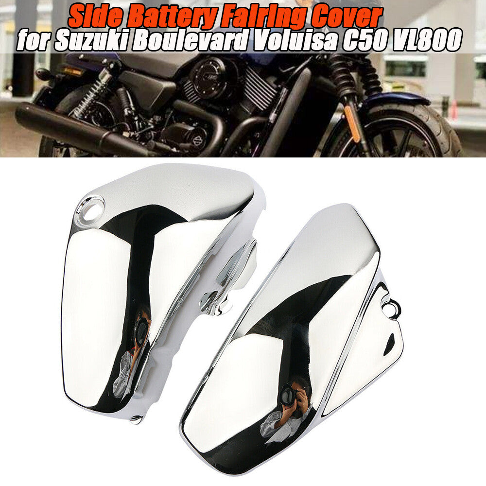 A pair of side battery shrouds made of chrome alloy are suitable for Suzuki Volusa C50 VL800