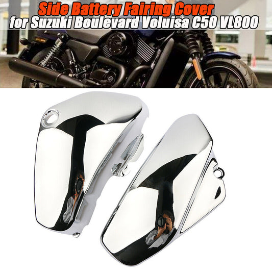 A pair of side battery shrouds made of chrome alloy are suitable for Suzuki Volusa C50 VL800