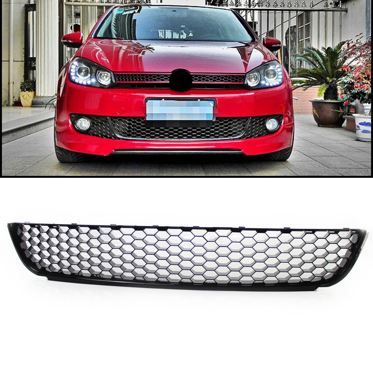 Honeycomb Front Lower Bumper Mesh Grille Grill Black for VW for Golf Mk6 2010 - 2013