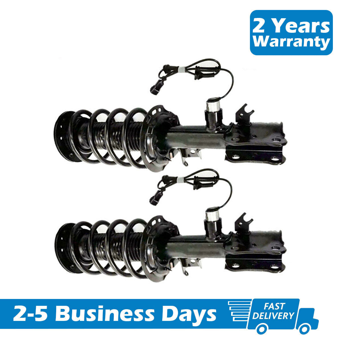 A pair of front shock absorber coil spring struts with electric adjustment for Lincoln 2017 - 2020.