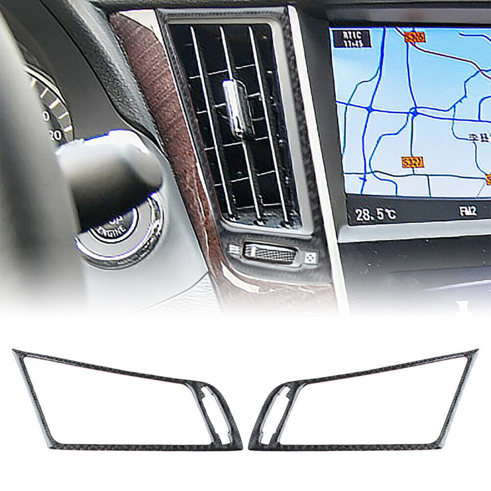 Black Carbon Center Console Air Vent Outlet Decor Cover for Infiniti Q50 14-19