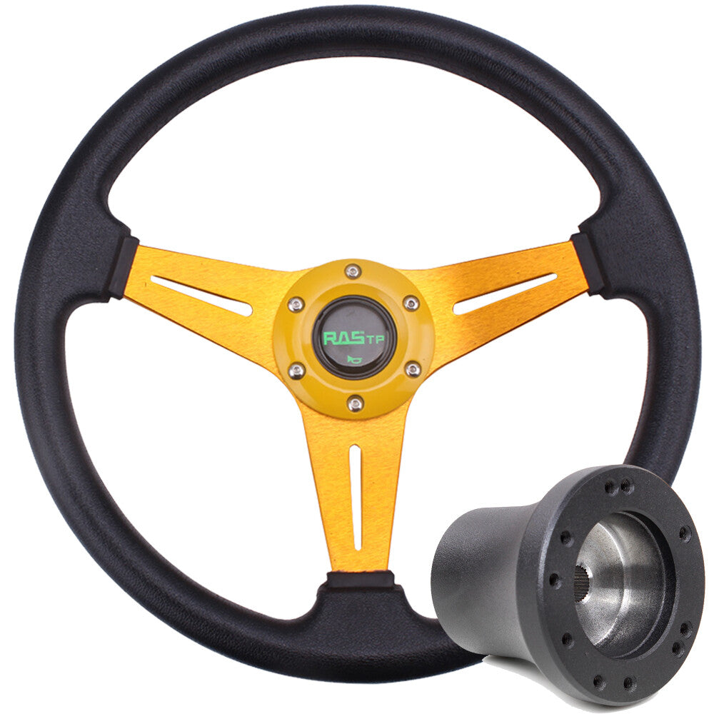 New 14inch Gold for Golf Cart Steering Wheel+Hub Adapter 56 Hole for Yamaha G1-G29