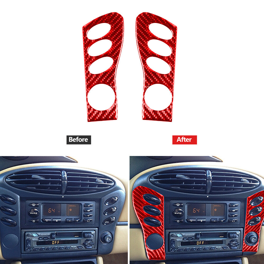 Red Carbon Fiber CD Control Panel Cover Trim for Porsche Boxster / 996 1998-2002