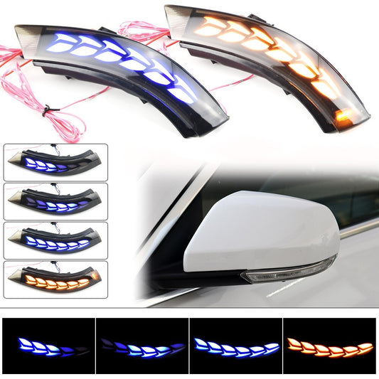 Sequential LED Dynamic Side Mirror Turn Signal Light Assembly Blue for Cadillac