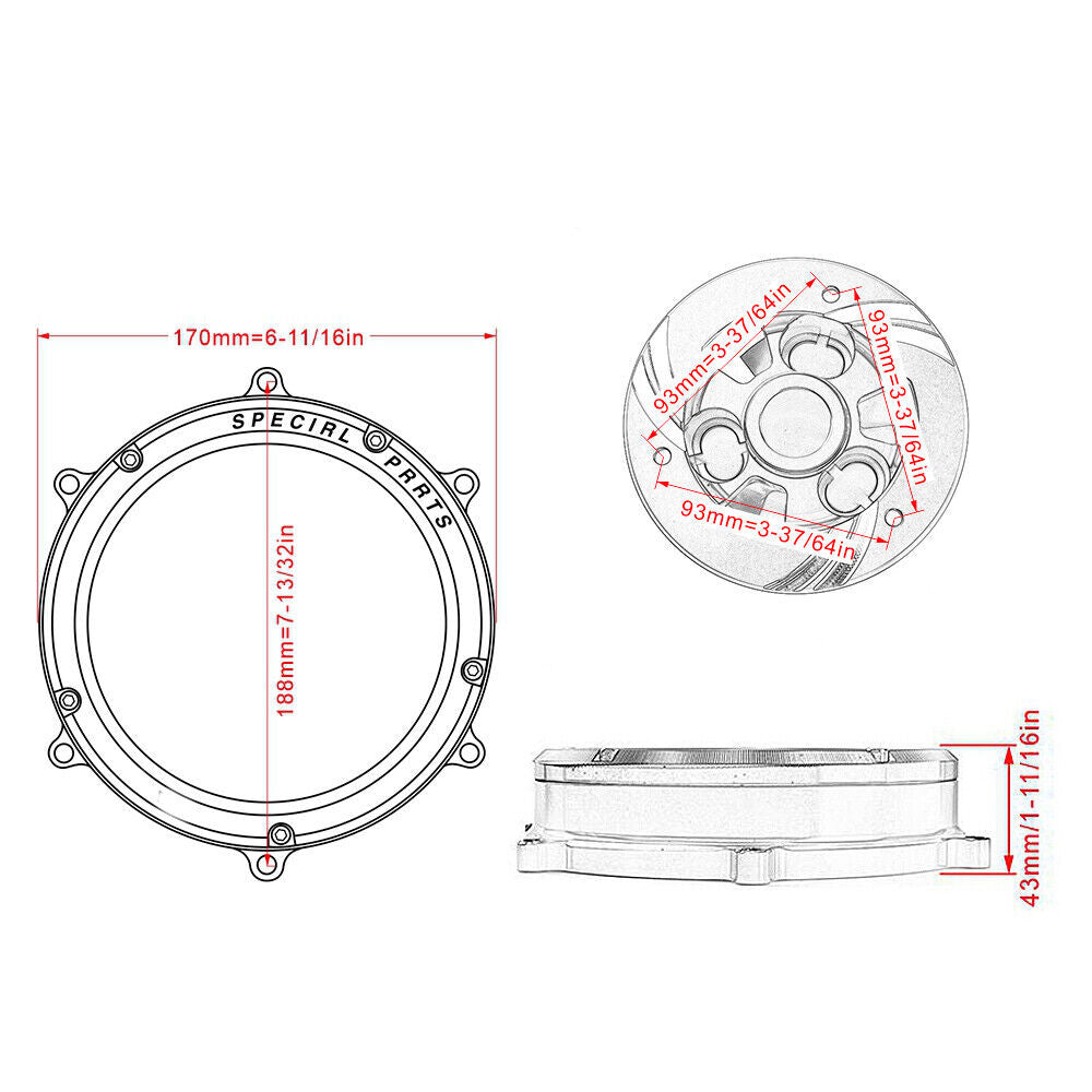 Racing Clear Clutch Cover Red  Spring Retainer for Ducati Panigale V4 S 2018-21