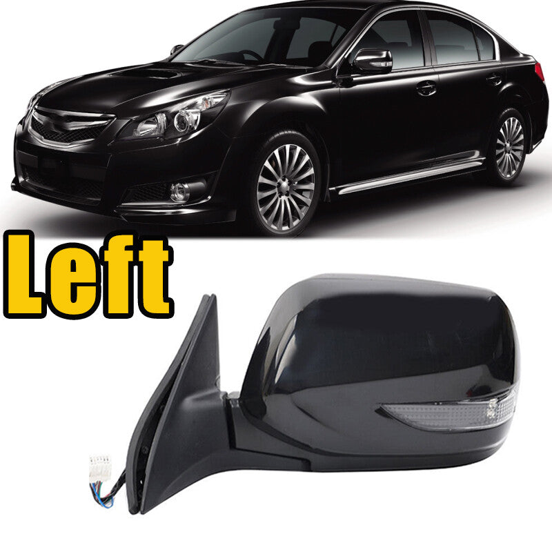 Left Door Wing Rear View Mirror Assy 9PINS Black for Subaru Legacy 2010-2012