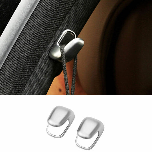 Matt Silver B Pillar Post Cloth Hook Cover Trim 2Pcs for Benz GLE GLS 2020-2023