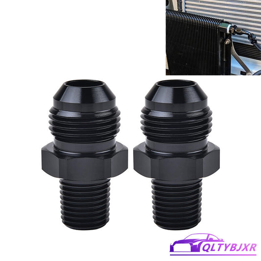 2Pcs 1/4 NPT to 8AN Adapter Pipe Thread to AN8 Male Flare Fitting Black