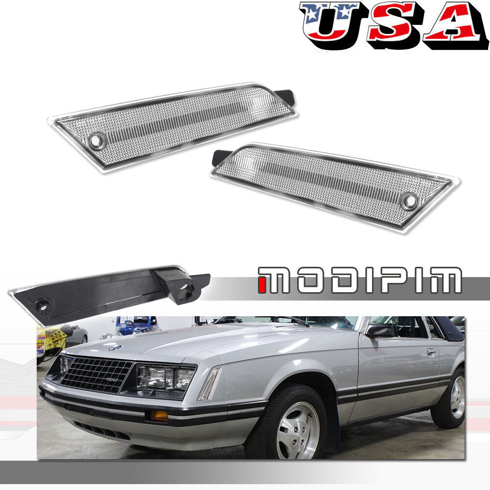Transparent protective cover for Ford for Mustang front bumper side marker light reflectors (1979-1986)