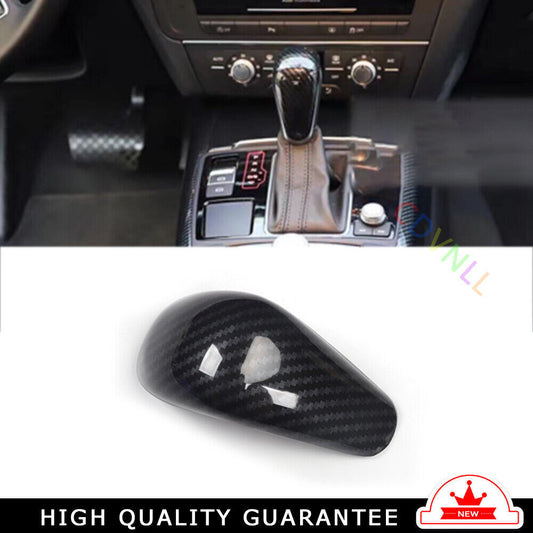 Car Inner Gear Shift Knob Head Cover Trim Fit for Audi A6L 12-2015 Carbon Fiber