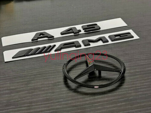 Gloss Black A45 AMG with Rear Star Replacement Pack Badge Sticker W176 Grade A