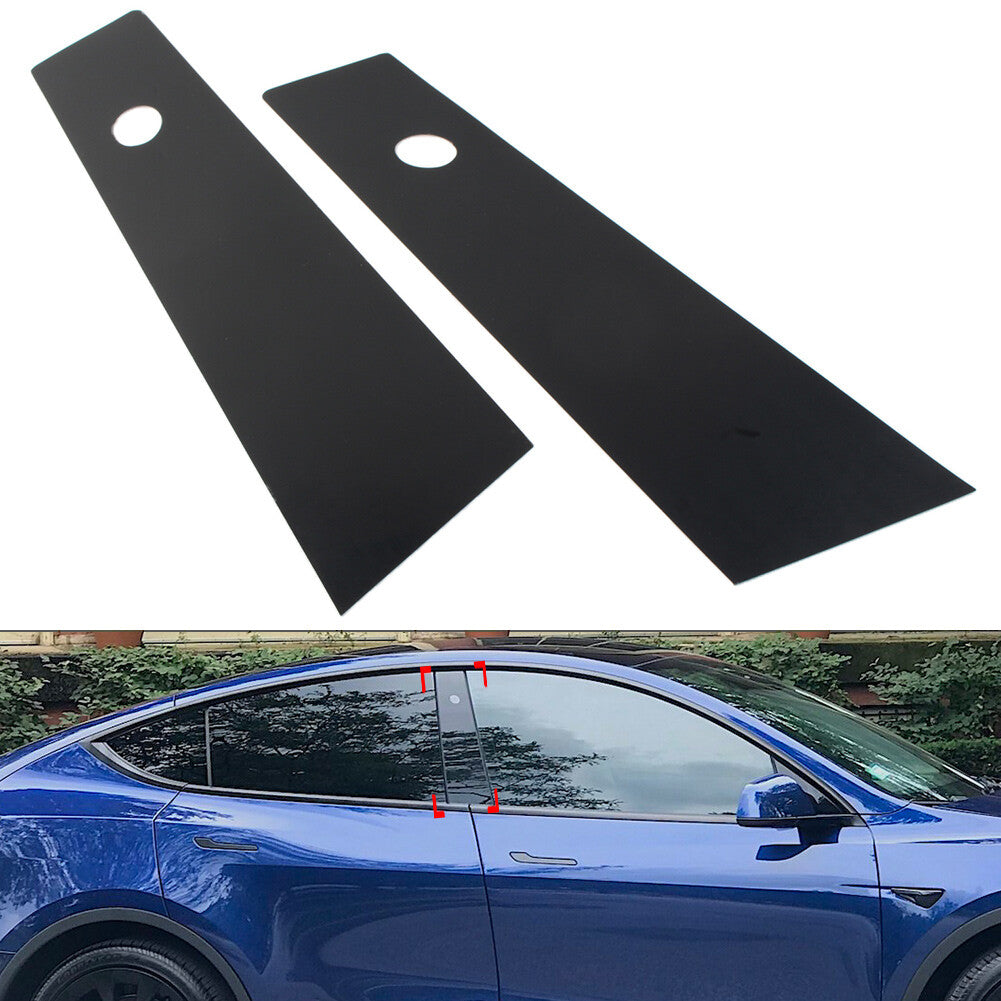 Door Window Pillar Posts Trims for Tesla for Model Y 2020-2022 Glossy Black 2PCs Car