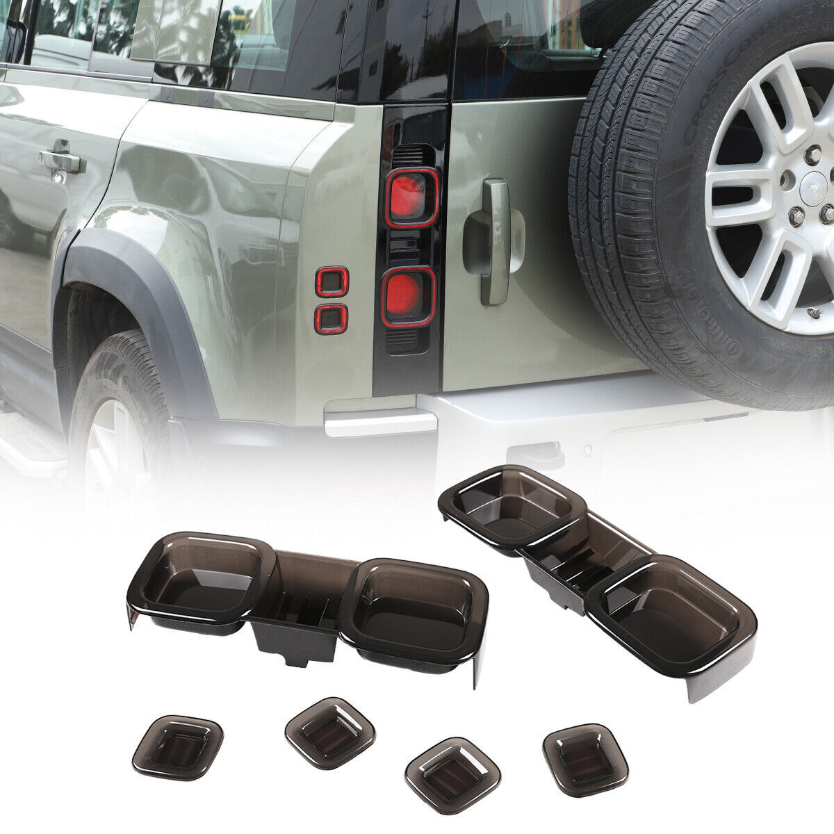 6X Smoked black Rear Tail Light Lamp Cover Trim For LR for Defender 110 90 2020-2023