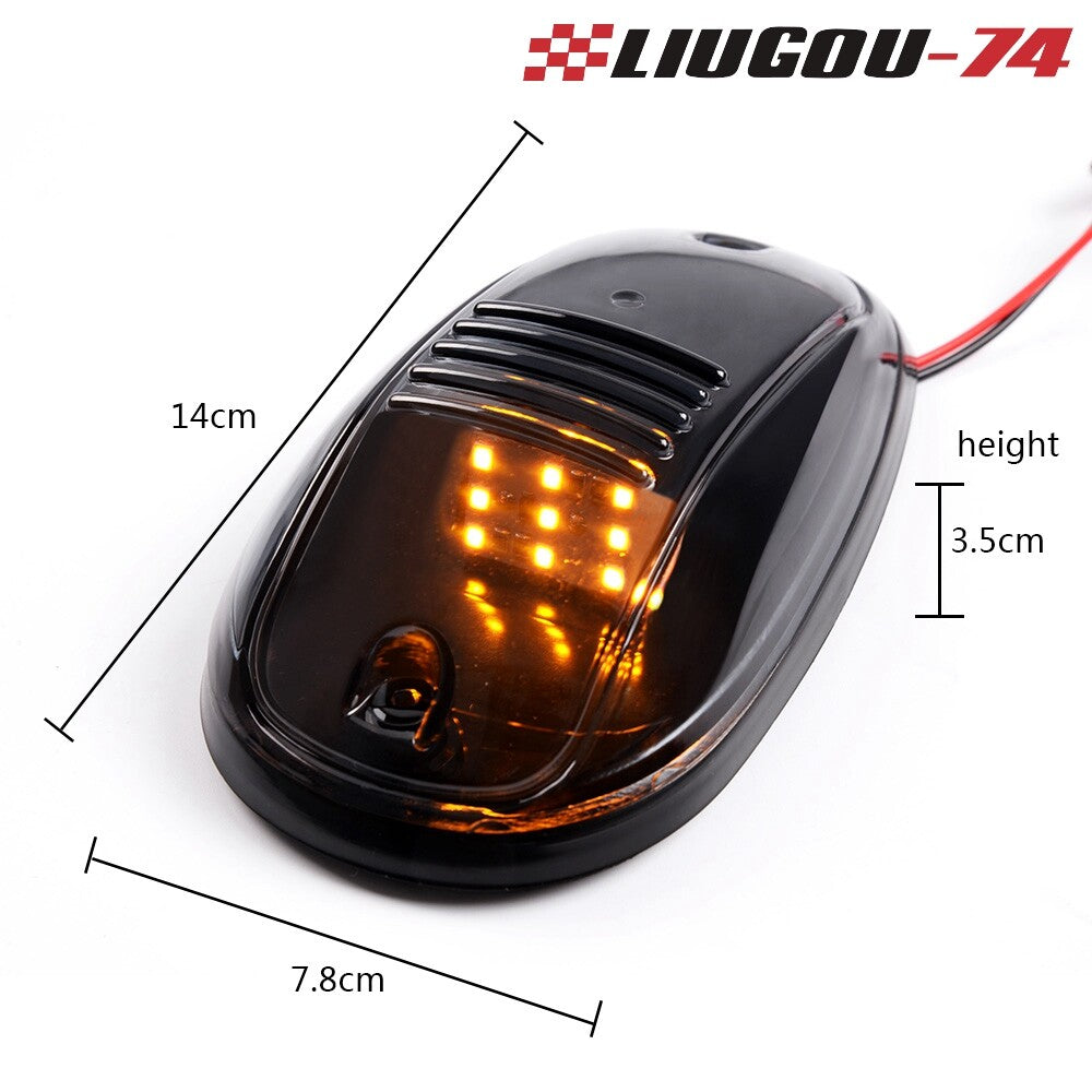5-Piece Smoked Roof Cab Light Kit with 9 Amber LED Marker Lights Suitable for Trucks and SUVs - new