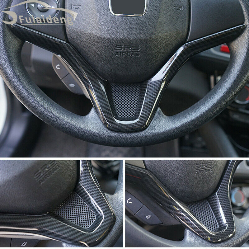for Honda HR-V 2016-2020 Carbon Fiber Car Steering wheel Button frame Cover Trim
