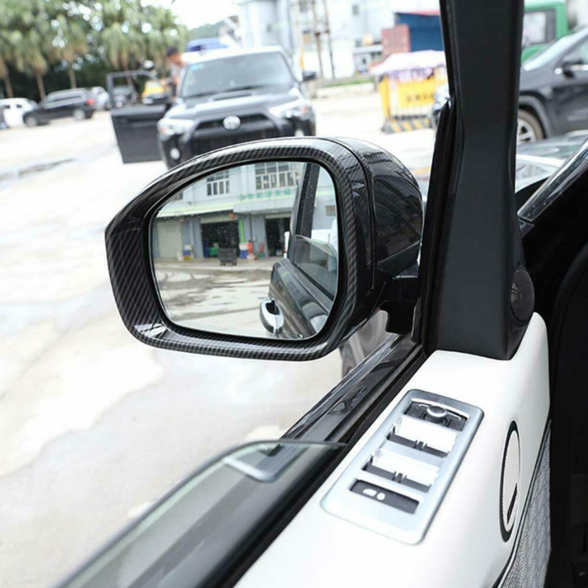 for Range Rover Sport 2014-22 Carbon Look Door Rear View Side Mirror Cover Trim