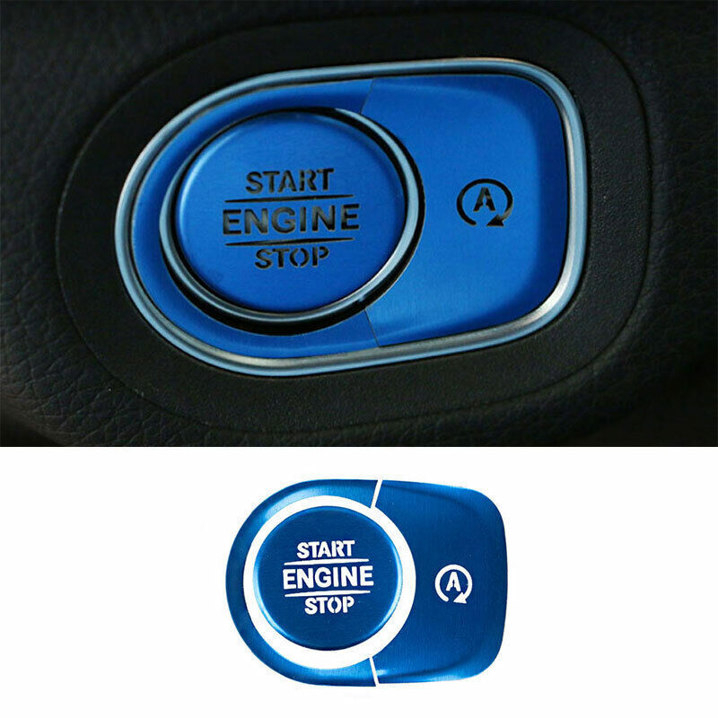 for Benz GLE GLS 2020-2023 Blue Aluminum One-Button Start Stop Switch Cover Trim