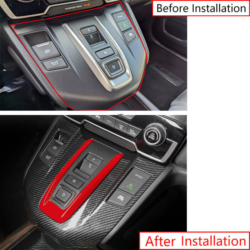 for Honda CR-V Hybrid 2017-2022 Carbon FiberRed Gear Shift Box Panel Cover Trim