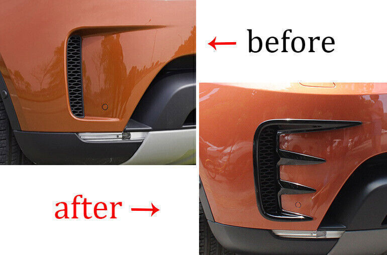 For LR Discovery 5 2017-25 Gloss Black Front Fog Light Lamp Grille Cover Trim 2X