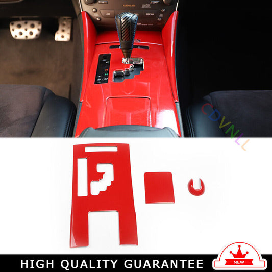 Inner Middle Console Gear Shift Panel Trim Fit for Lexus IS 2006-2011 Bright Red