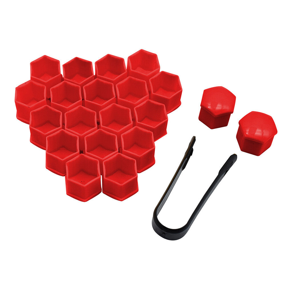 24pcs Red Car Wheel Nut Lug Cover Auto Hub Screw Caps Bolt Rims Tire Tool