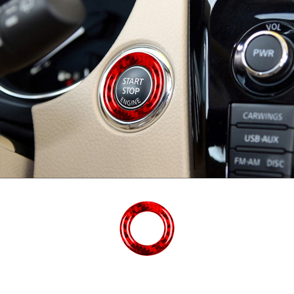 Red Carbon Fiber Ignition Switch Ring Trim Cover for Nissan Rogue 2014-2016