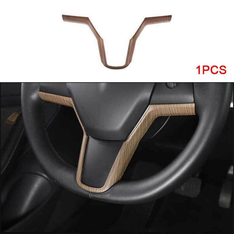 for Tesla Car Model 3 Y 17-22 1PCS Wood Grain Steering Wheel Strip Cover Trim
