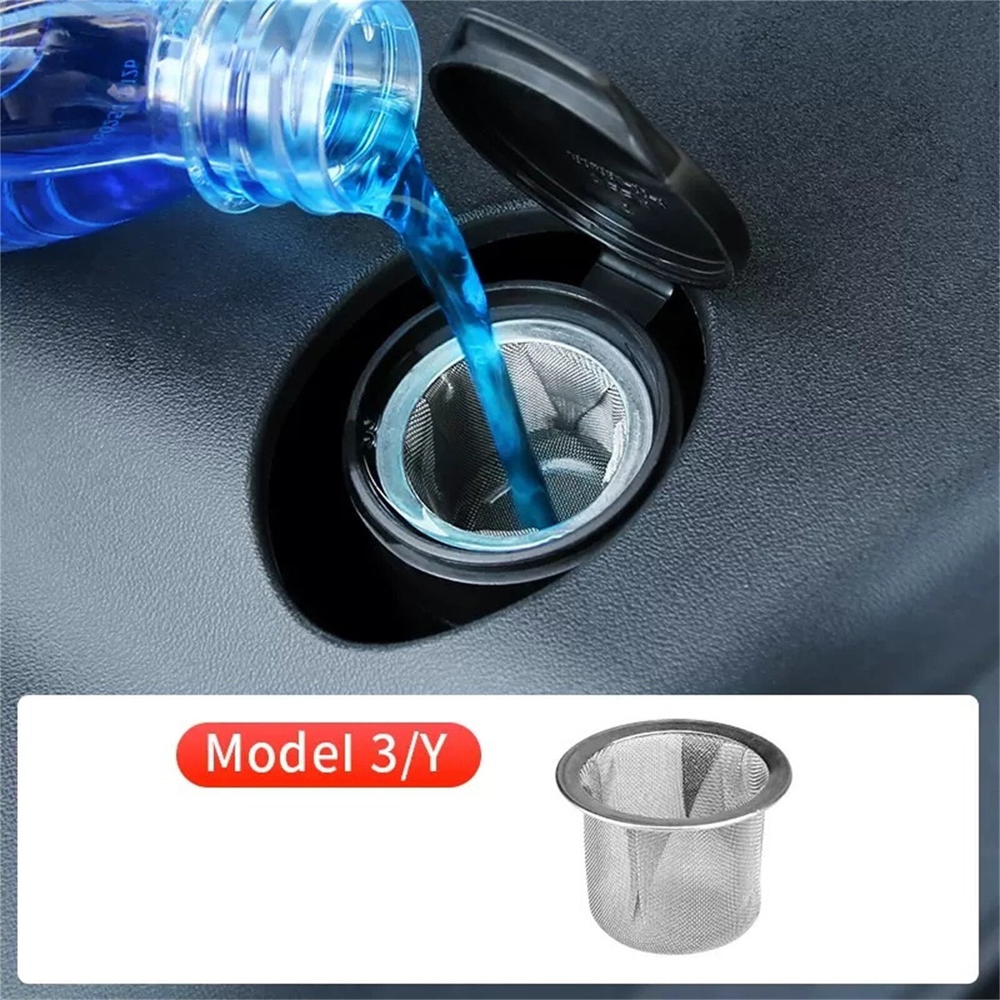 Glass Water Filling Funnel Steel Wiper Water Inlet Filter for Tesla Model 3 Y