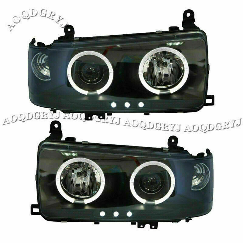for Land cruiser LC80/FJ80 1991-1997 Smoked Black Angel eyes One-piece Headlight