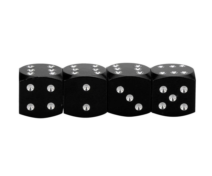 4-Piece Set of Car Wheel Tire Valve Stem Air Cap Dust Cover Truck Bicycle Black Dice