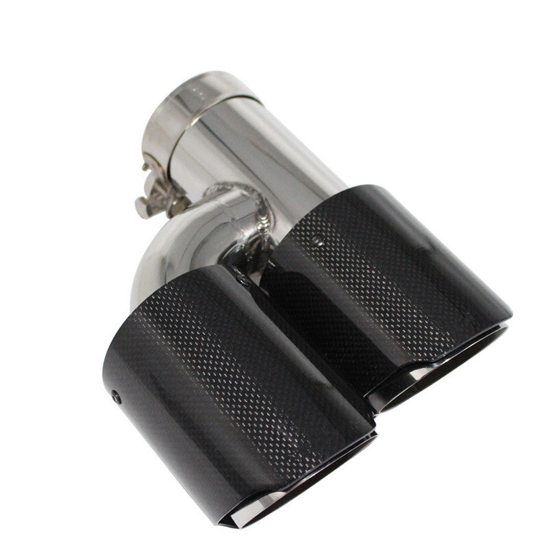 Car Left Carbon Fiber Tube Stainless Steel Double Exhaust Pipe Tail Muffler Shap