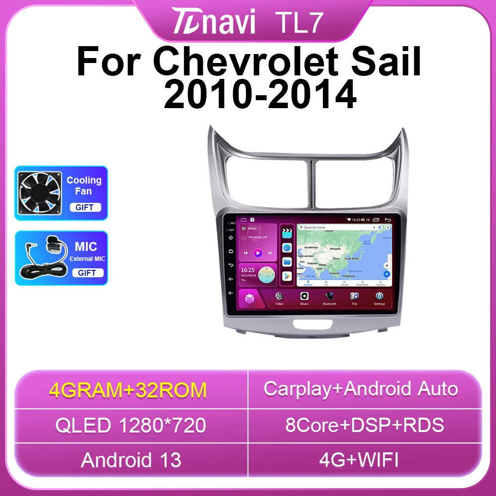 for Chevrolet Sail 2010-2014 Android CarPlay Car Radio GPS Stereo Player Screen