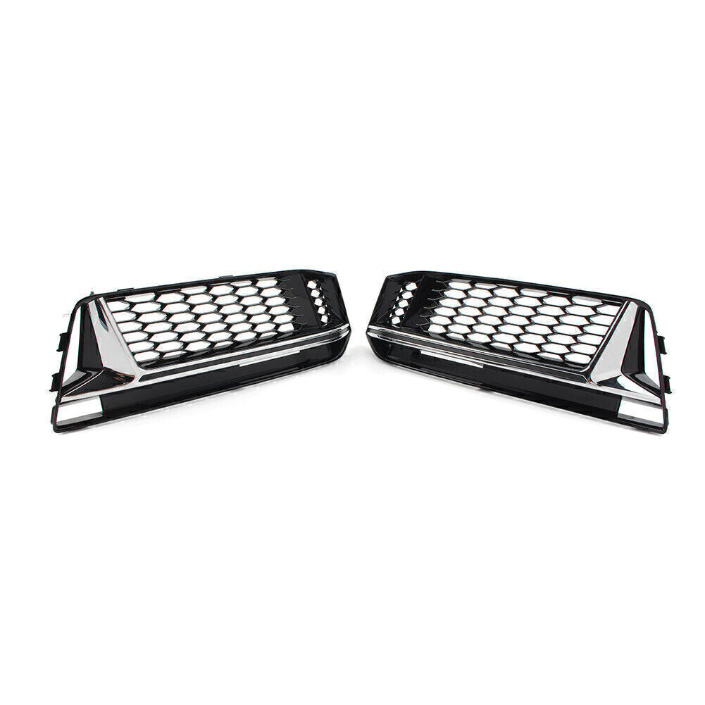 Pair Bumper Honeycomb Fog Light Grille Cover for Audi A4 B9 S4 2016-2018