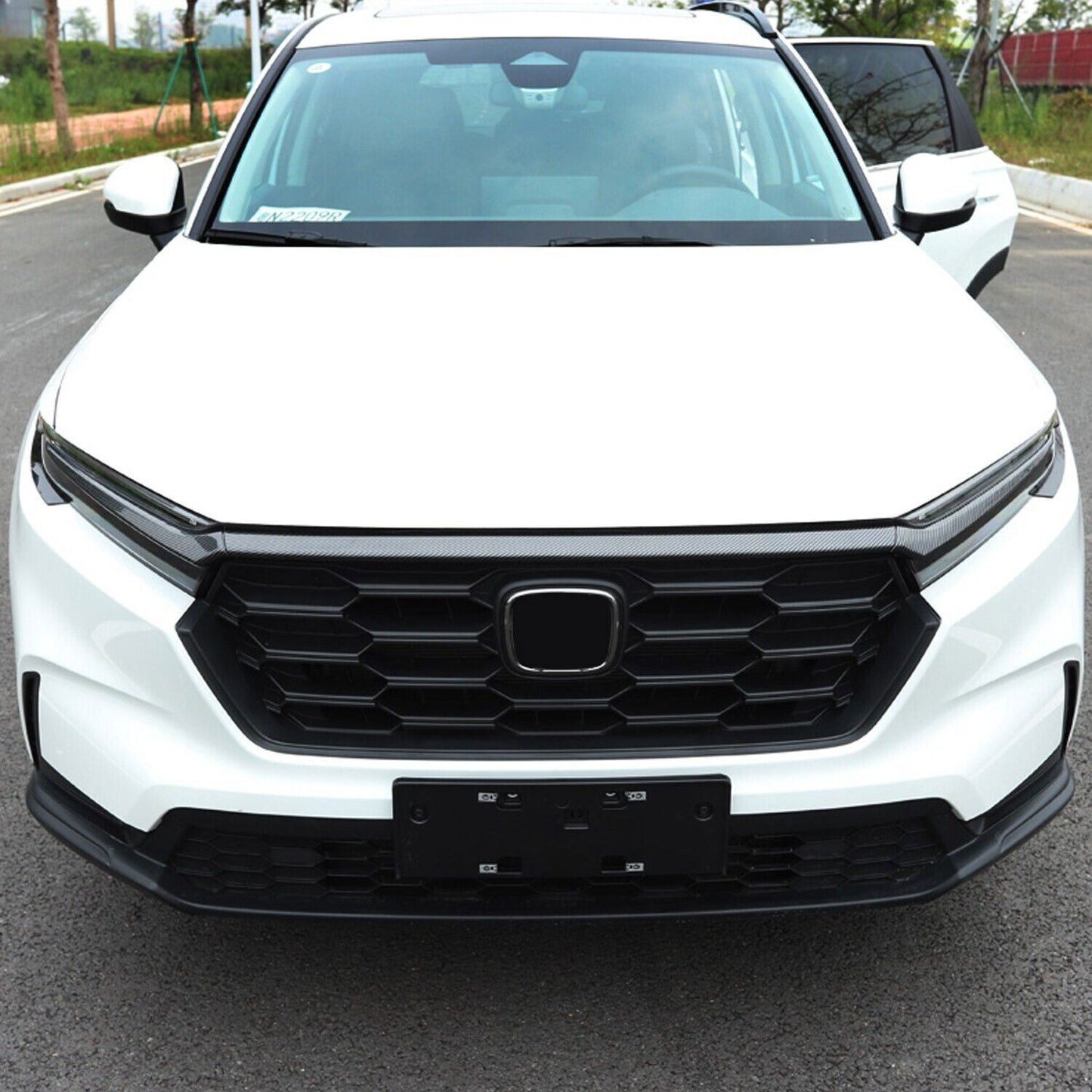 for Honda CR-V CRV 2023-2024 Glossy Black ABS Front Hood Grille Mesh Cover Trims
