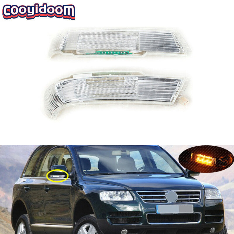 LED Rearview Mirror Turn Signal Indicator Lights Lamps for VW Touareg 2003-2006