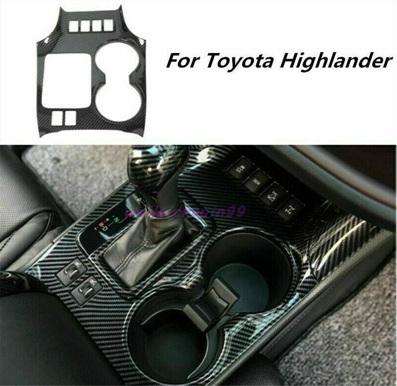 Carbon Fiber Color Car Gear Shift Box Panel Trim for Toyota Highlander 2014-2019