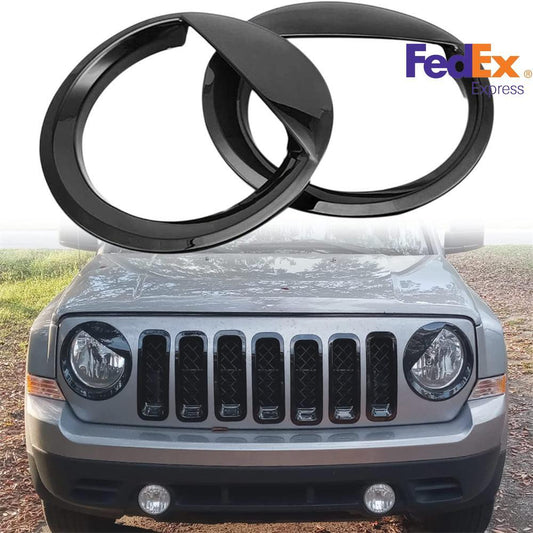 Pair Front Angry Eyes Style Light Headlight Trim Cover for Jeep Patriot 2011-17