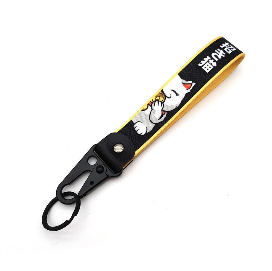 Car keychain/key ring with lanyard, car accessories, Fortune Cat, suitable for Mitsubishi .