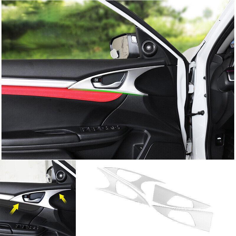 for Honda for Civic Sedan 2016-2021 10th Silver Steel Inner Door Handle Cover Trim