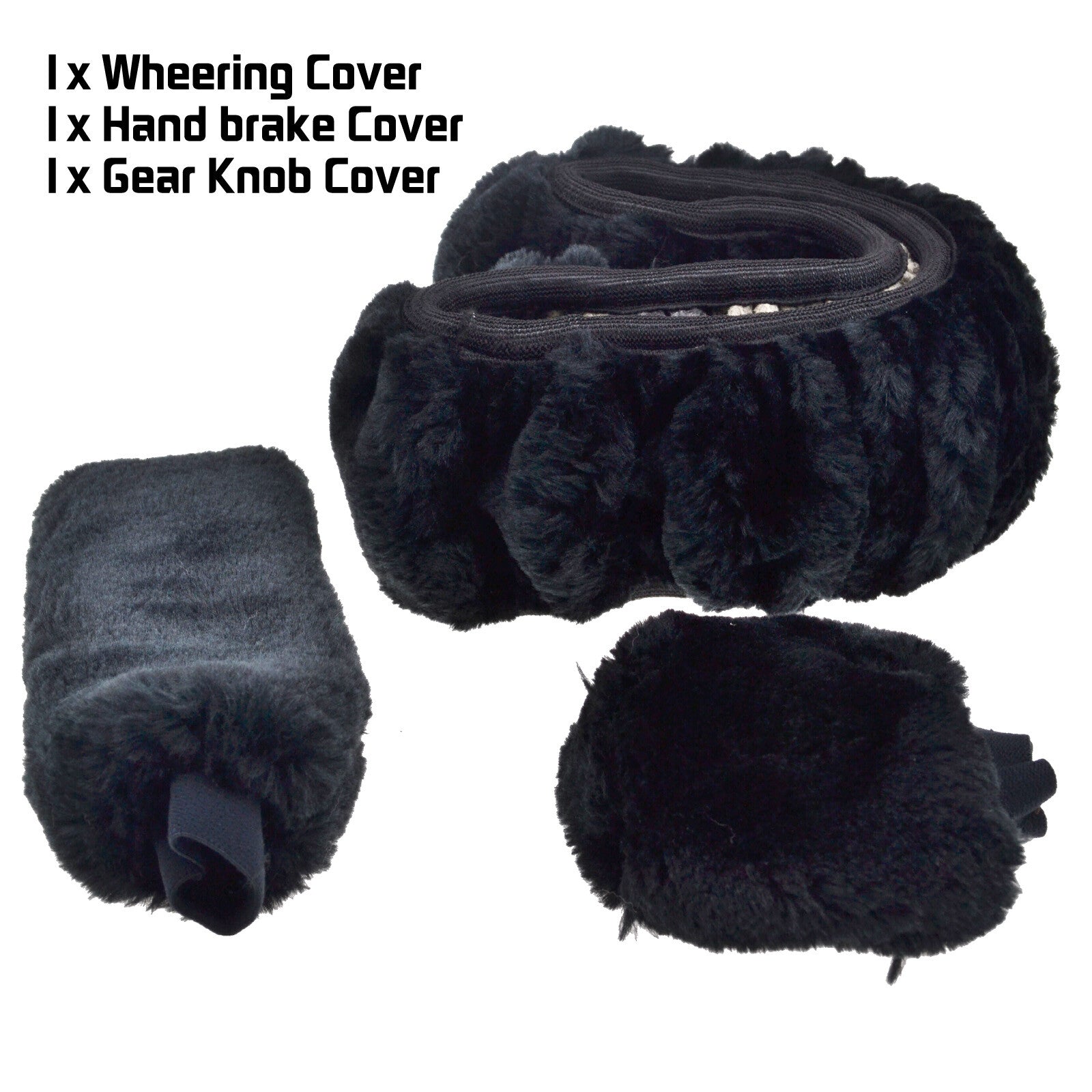 3 Car Steering Wheel Cover Winter Plush Steering Wheel Cover Fluffy Fur Guard 36-39cm