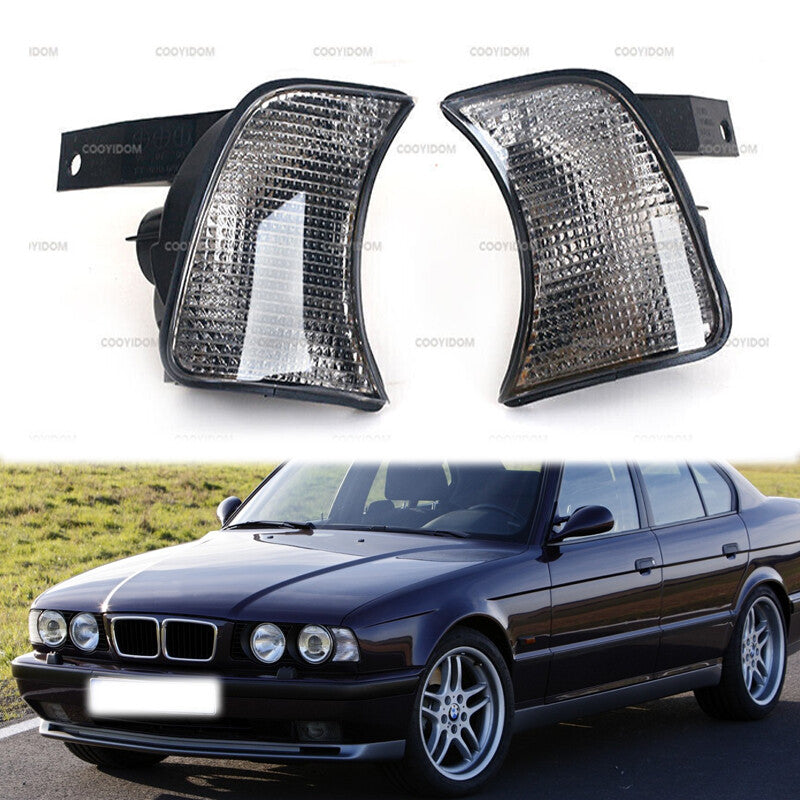 2PC Black Corner Lights Turn Signals light for BMW 5-Series E34 1989-1995