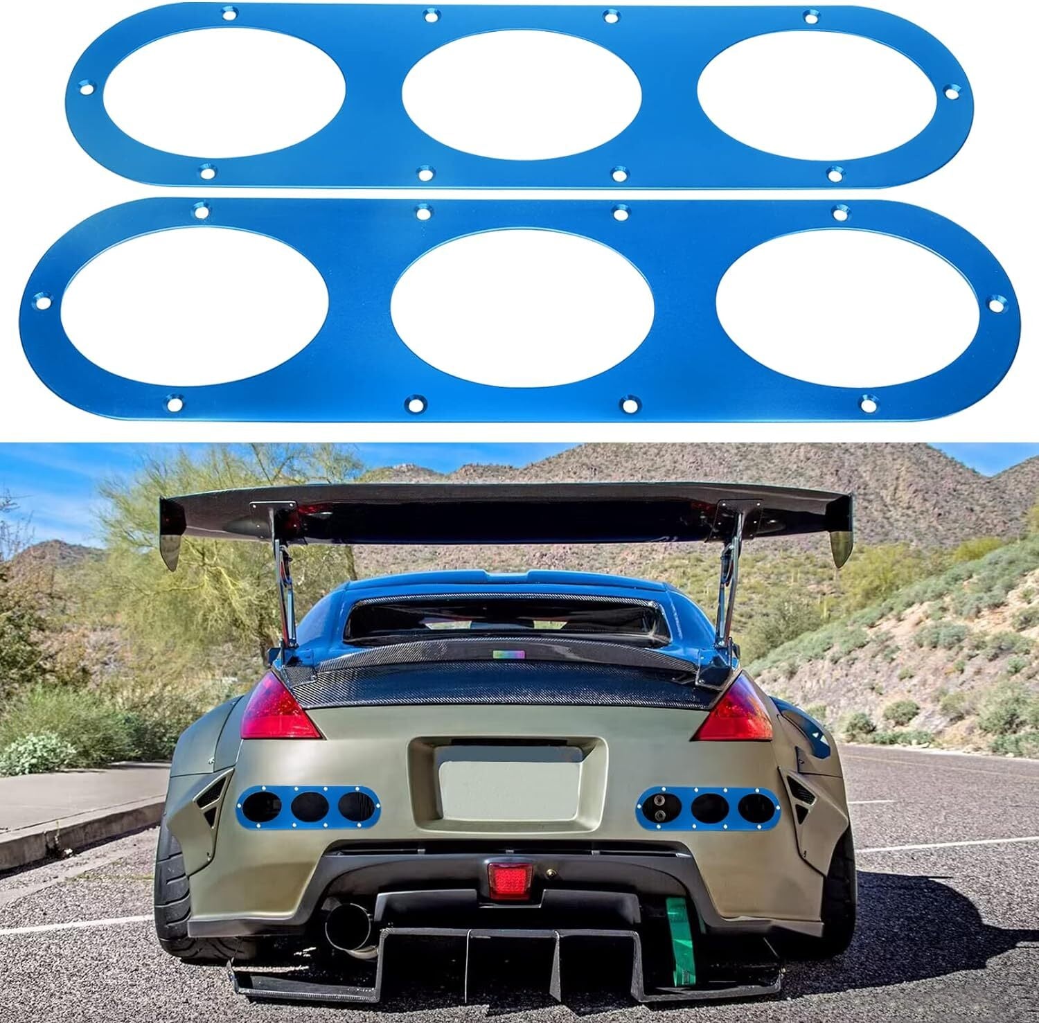 2-Piece Car Rear Bumper Racing Air Transfer Diffuser Panel Kit Universal Blue
