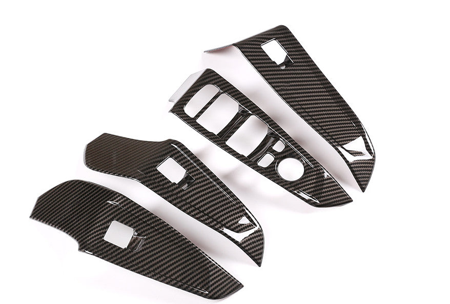 4P Carbon Fiber Window Lift Panel Switch Cover Trim for BMW 3 Series G20 2019-23