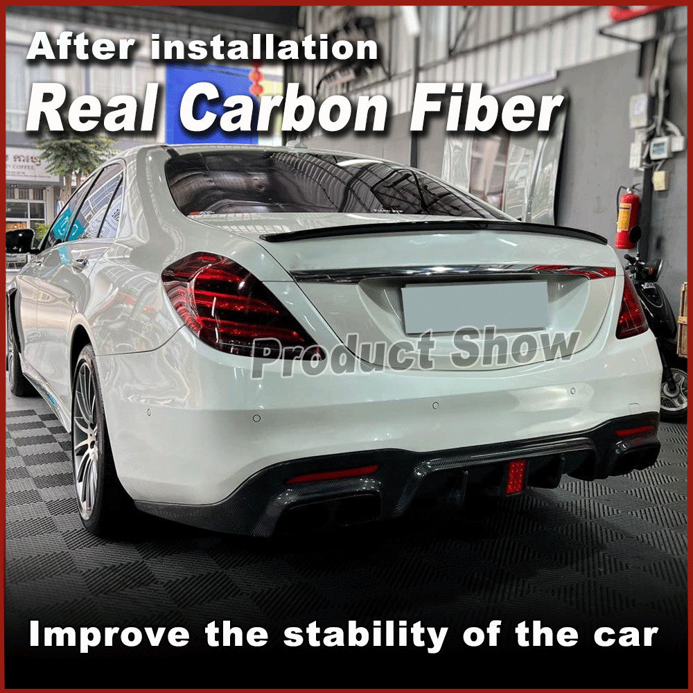 for Benz W222 S63 S65 AMG 2018UP Rear Bumper Diffuser W/Exhaust Tips REAL Carbon