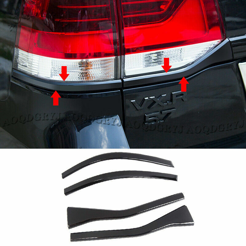 for Land Cruiser LC200 16-21 Glossy Black Rear taillight bottom Moulding Strips