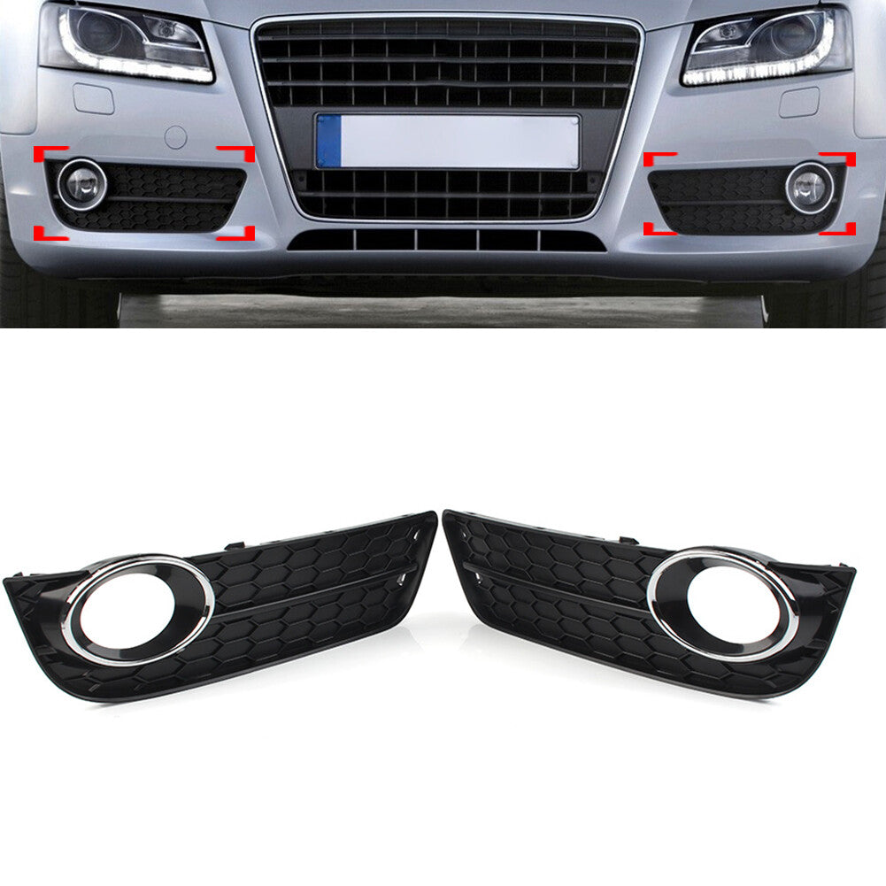 Left Front Bumper Fog Light Grille Cover With Chrome Ring for Audi A5 2008-2011